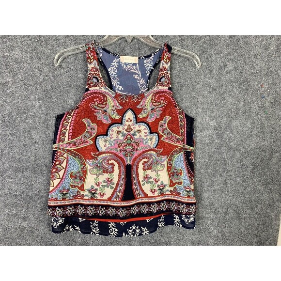 Altar’d State Crop Tank Top Women S Mixed Print Open Cross Over Back Layered - Picture 1 of 10
